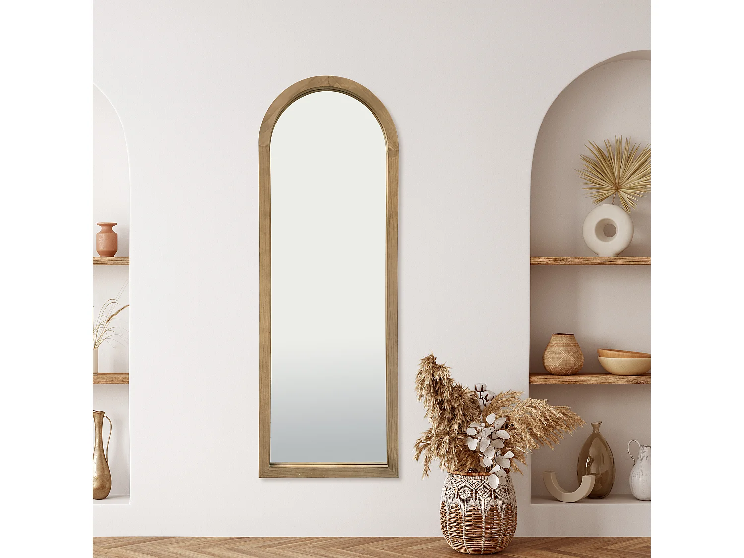 Miroir arche en bois clair 60x170cm