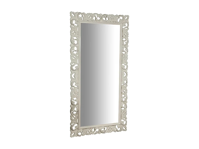 Miroir avec cadre baroque en finition blanc antique - Bois - 106x205 cm