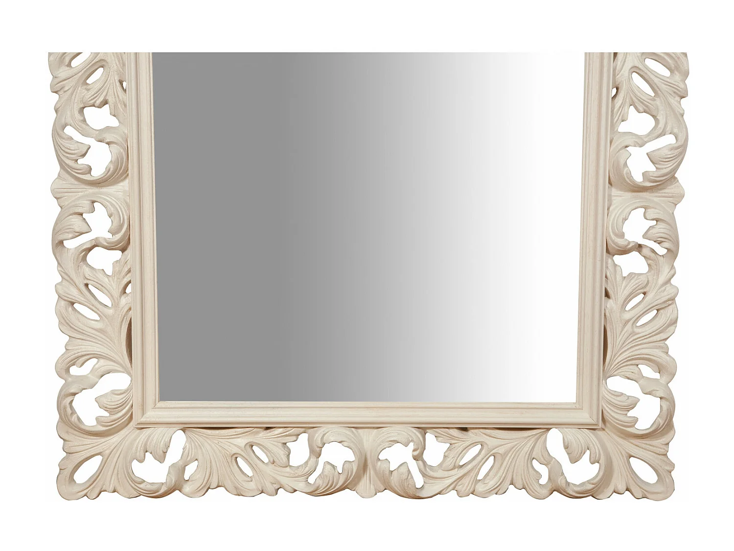 Miroir avec cadre baroque en finition blanc antique - Bois - 106x205 cm