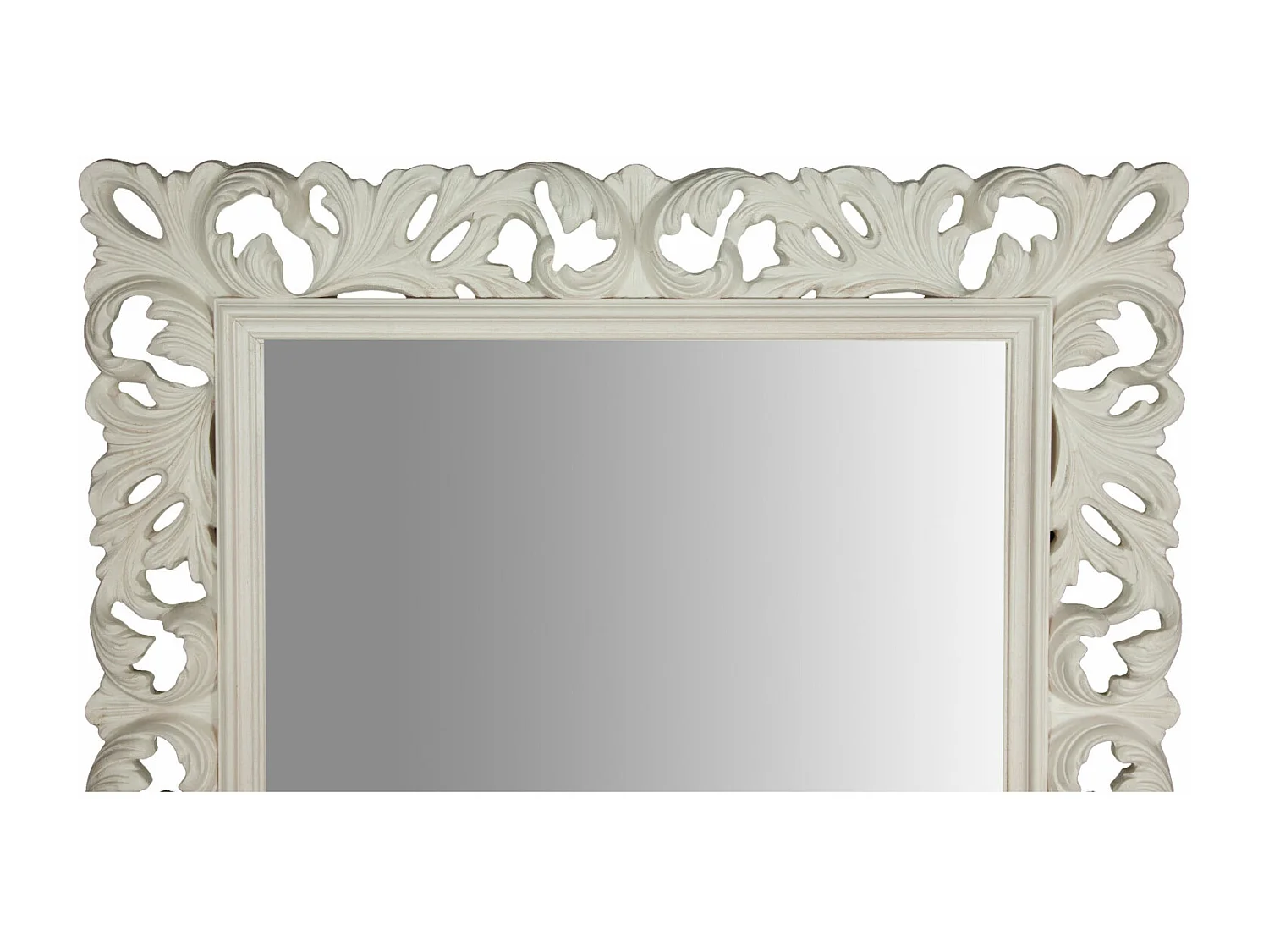 Miroir avec cadre baroque en finition blanc antique - Bois - 106x205 cm