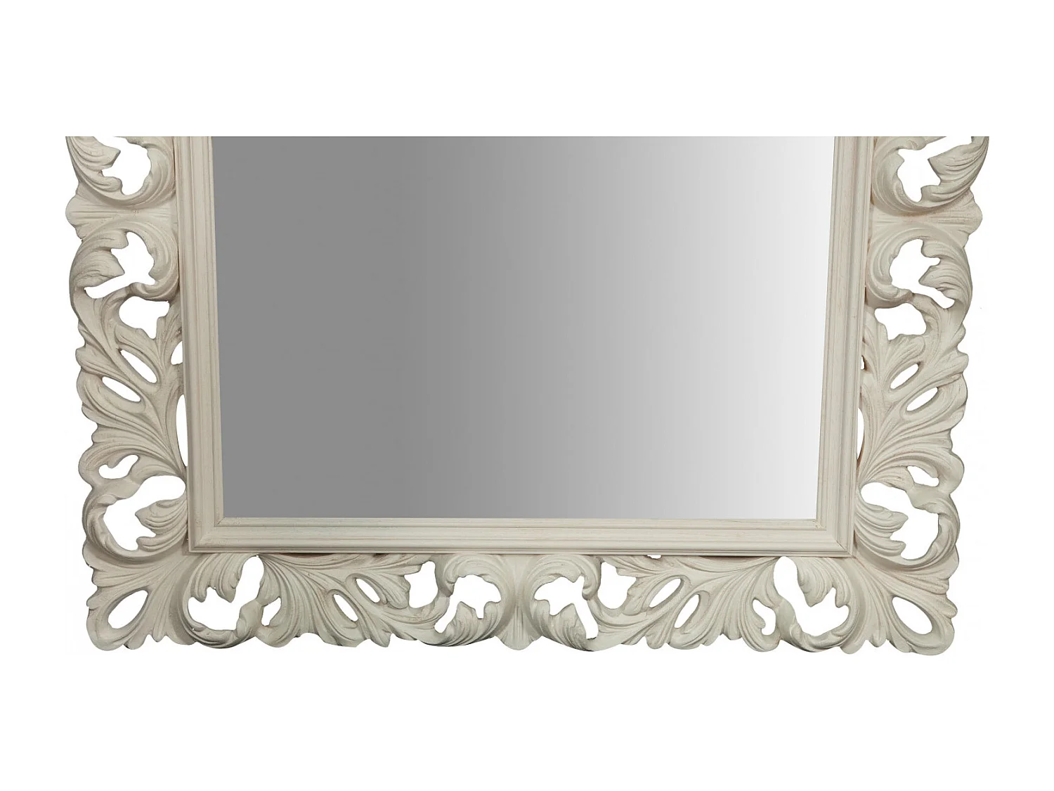 Miroir avec cadre baroque en finition blanc antique - Bois - 106x205 cm