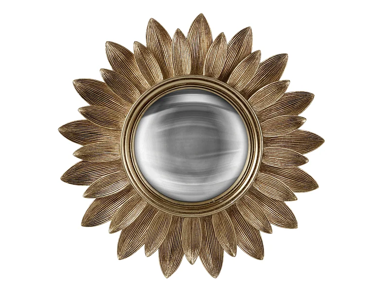 Miroir rond convexe contours feuille 30 cm