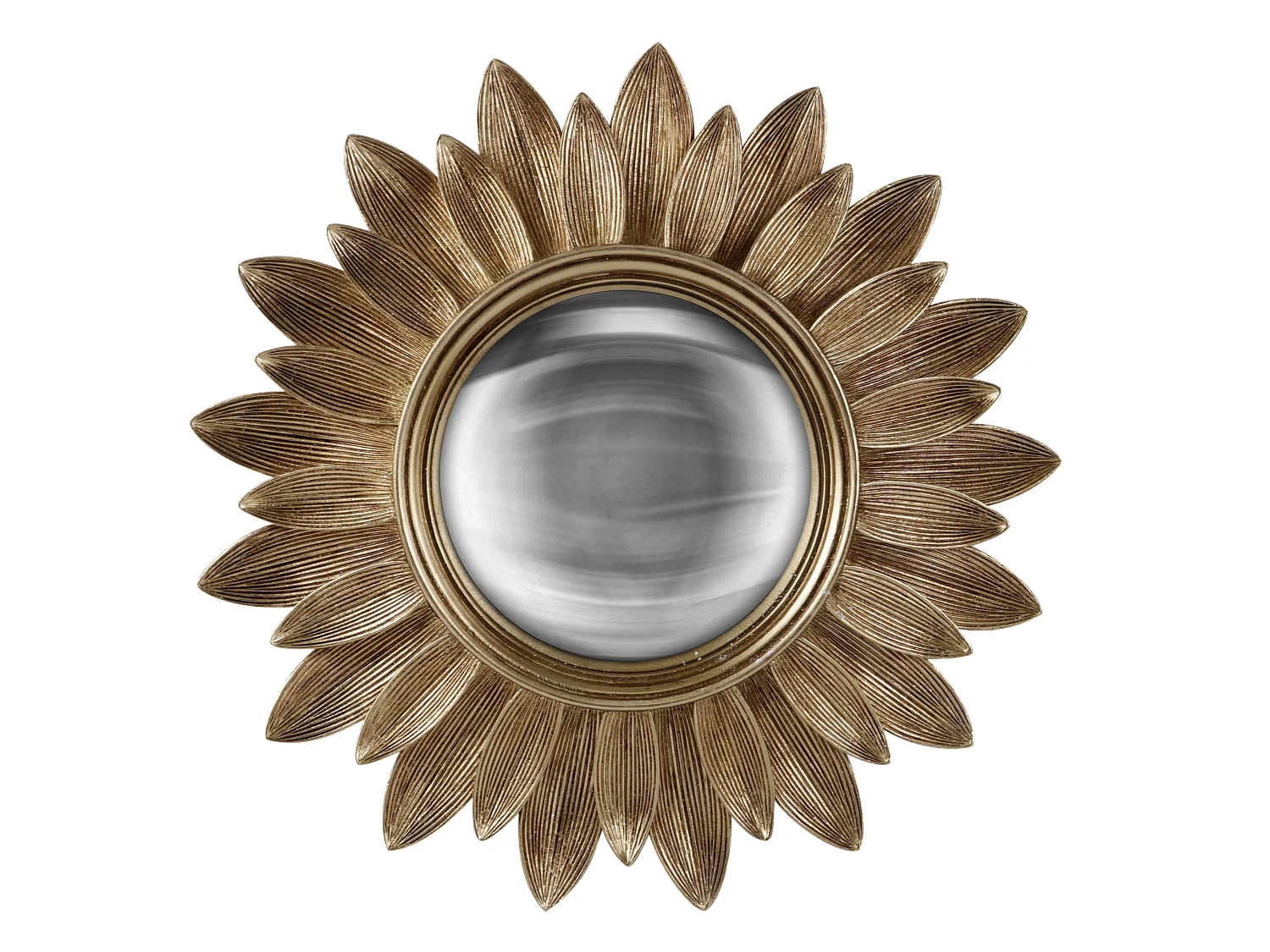 Miroir rond convexe contours feuille 30 cm