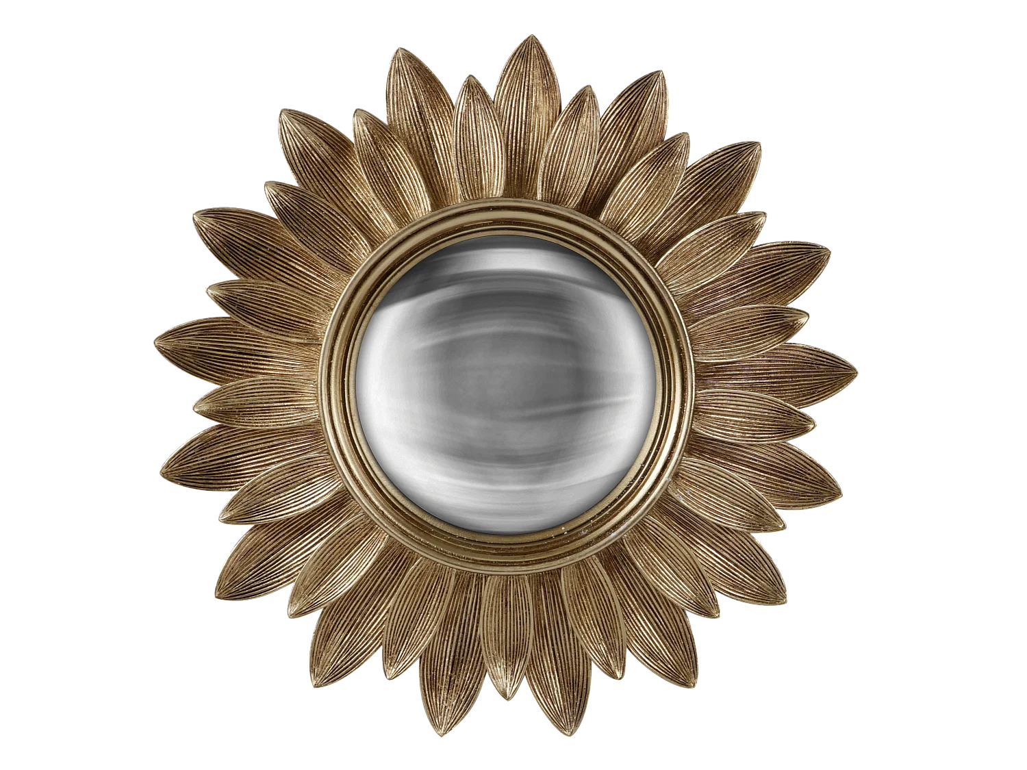 Miroir rond convexe contours feuille 30 cm