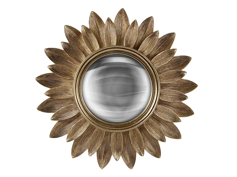 Miroir rond convexe contours feuille 30 cm