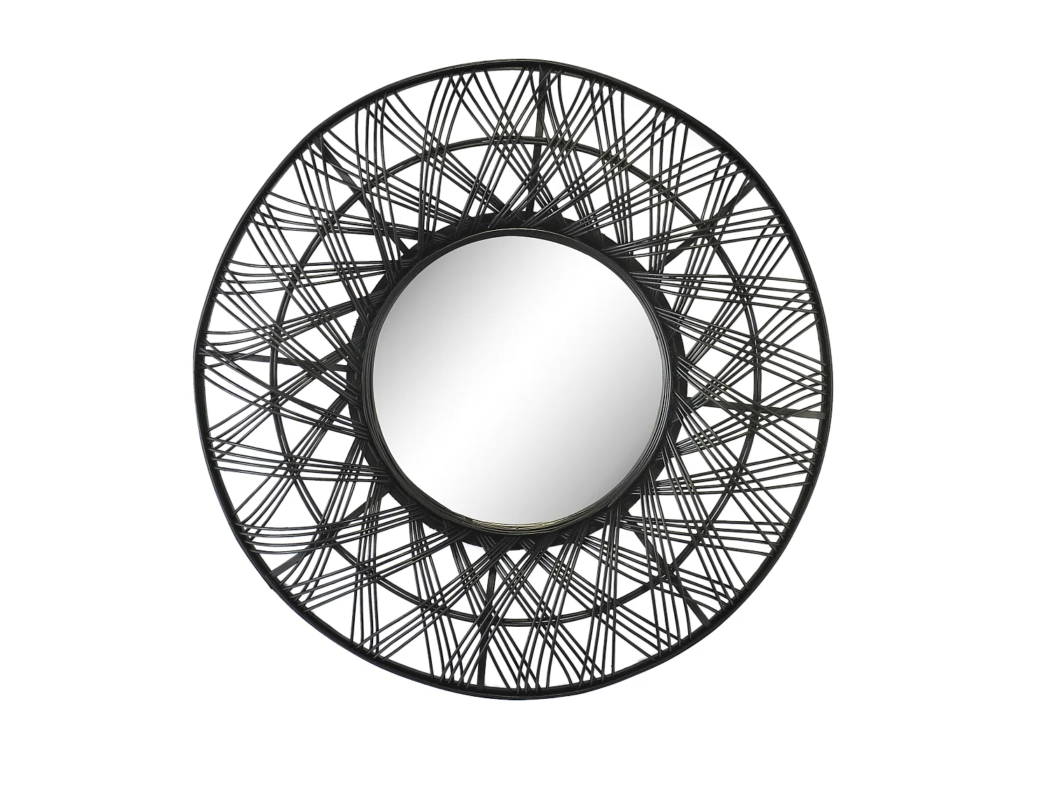 Miroir rond en rotin noir 80cm