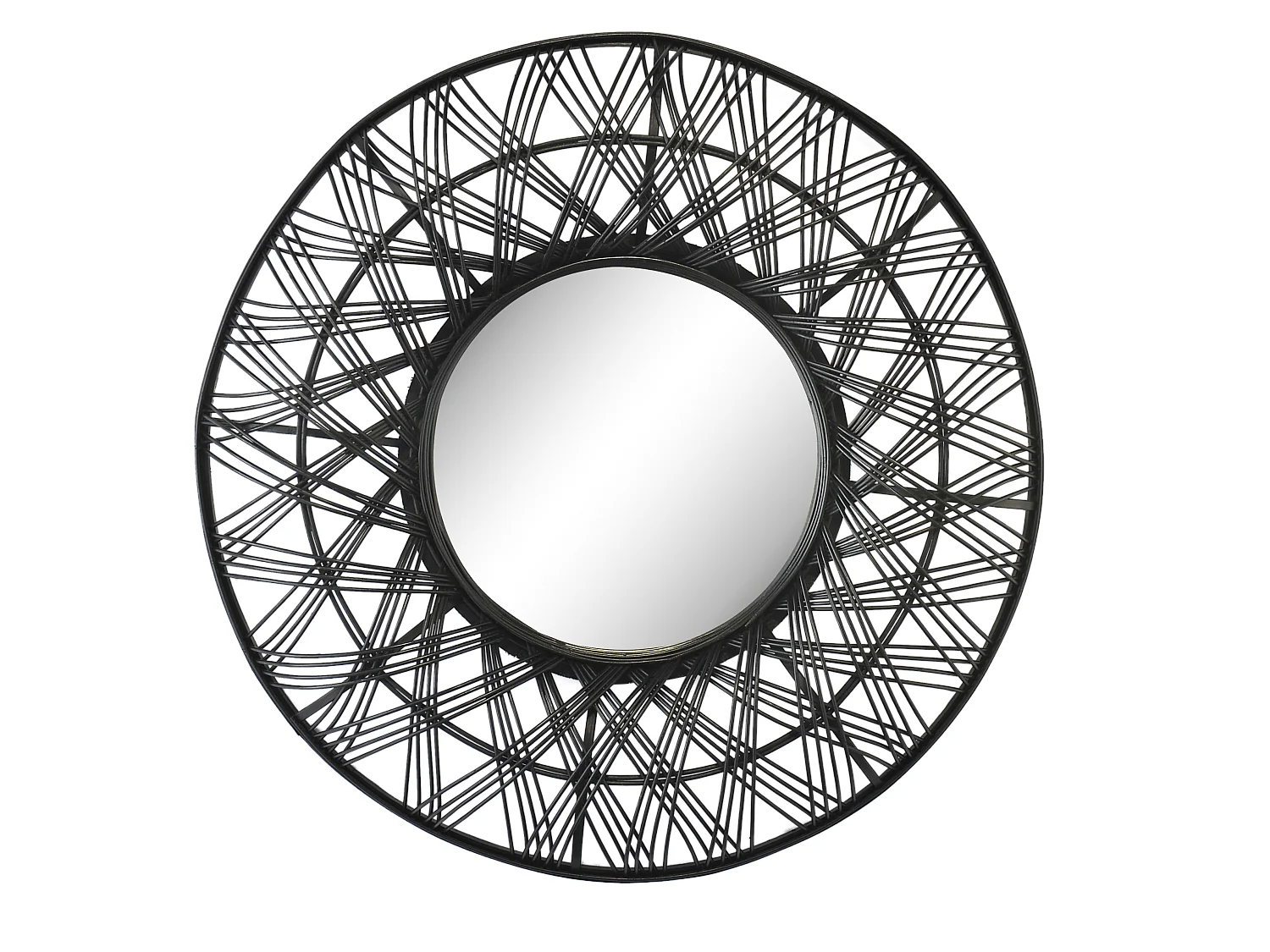 Miroir rond en rotin noir 80cm