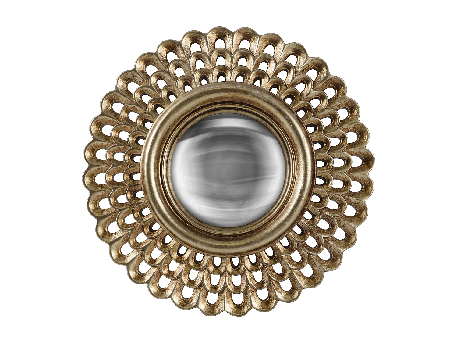 Miroir rond convexe doré 21,5cm