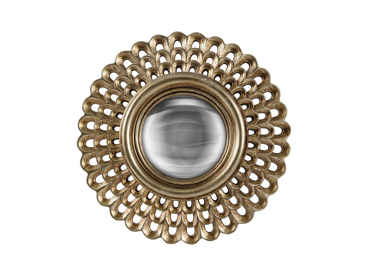 Miroir rond convexe doré 21,5cm