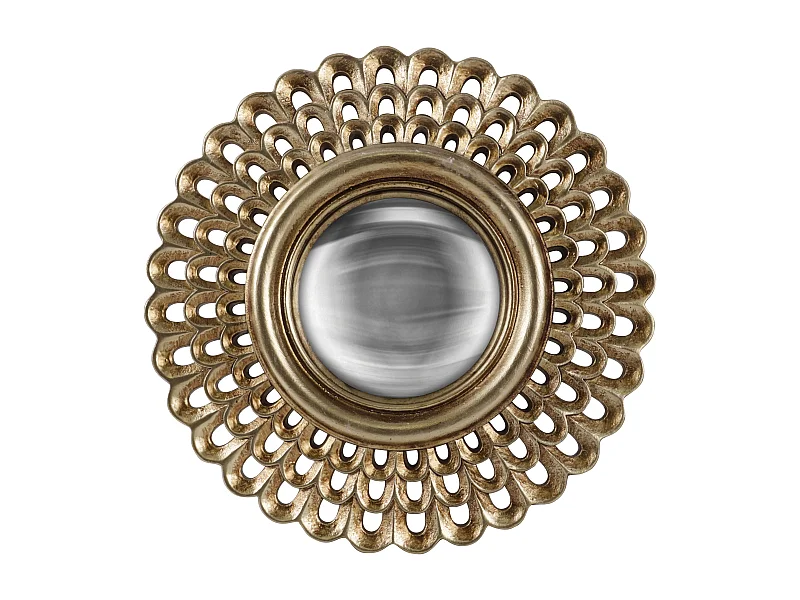 Miroir rond convexe doré 21,5cm