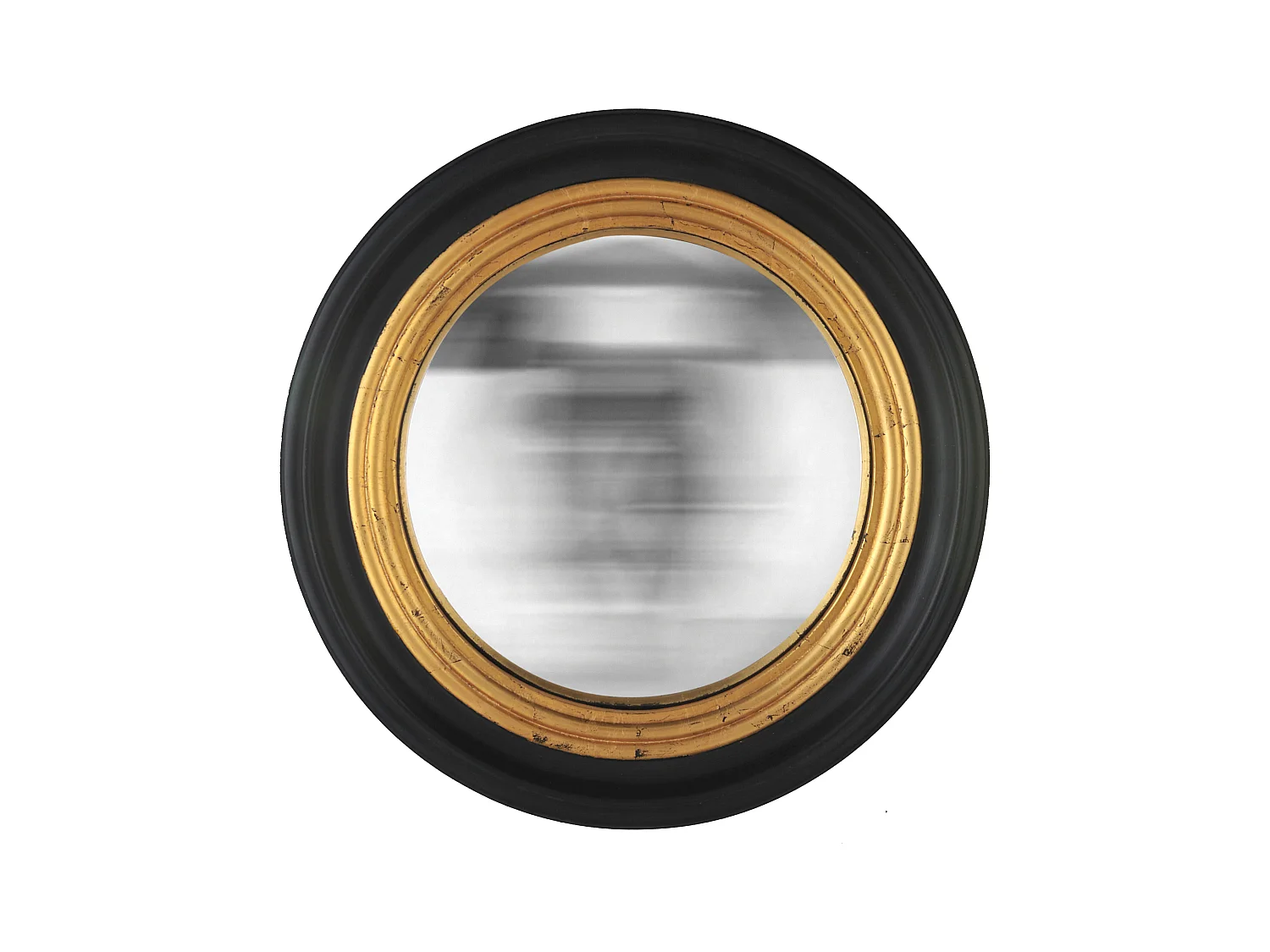 Miroir convexe rond noir et doré 50cm int et 64cm ext