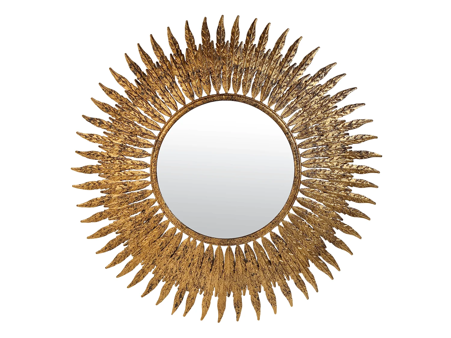 Miroir soleil feuilles doré 63cm