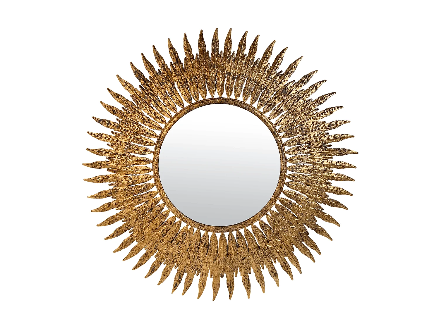 Miroir soleil feuilles doré 63cm