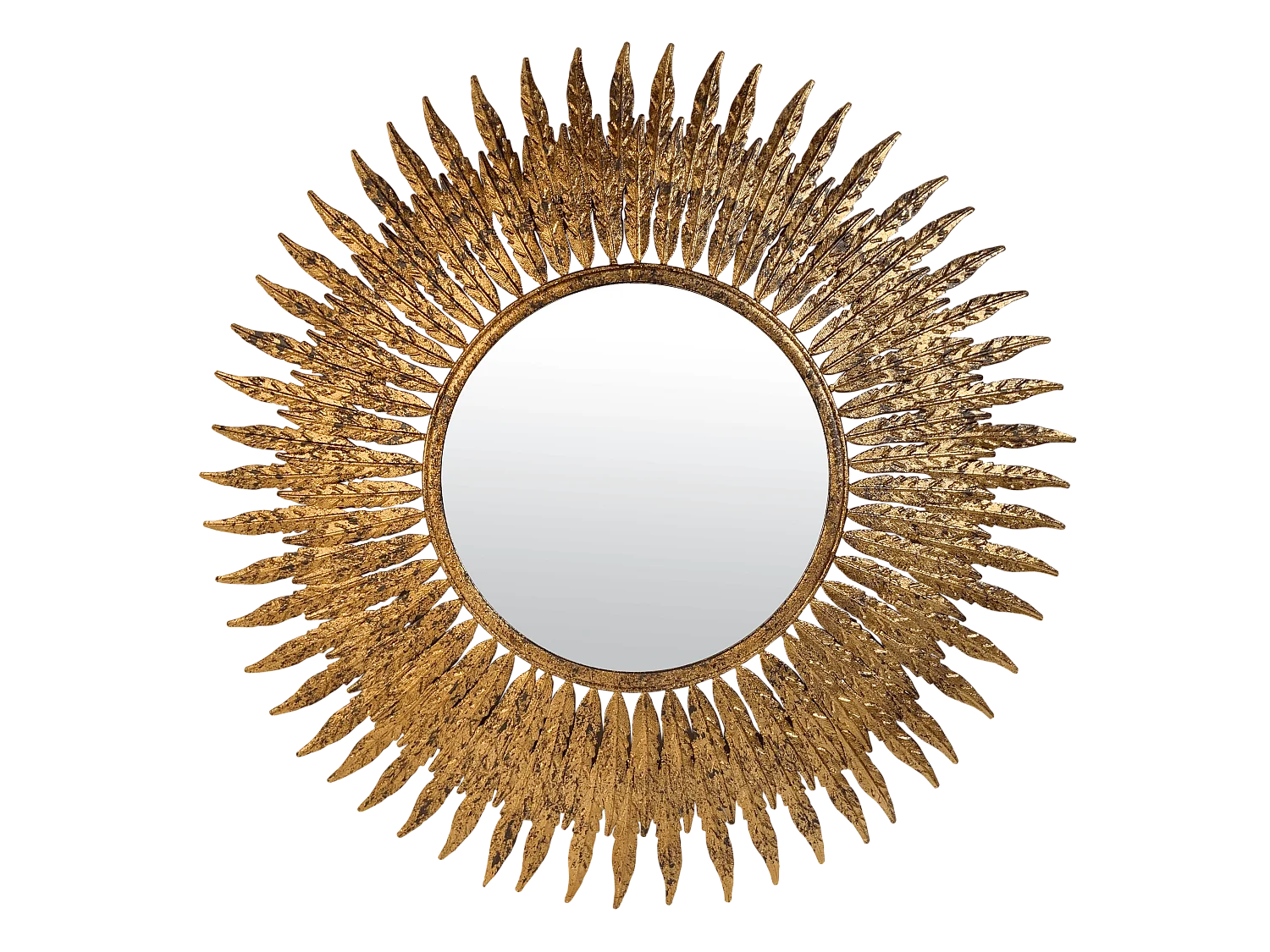Miroir soleil feuilles doré 63cm
