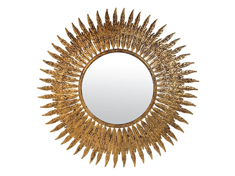 Miroir soleil feuilles doré 63cm