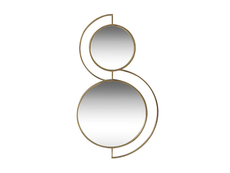 Miroir double ronds en métal doré 81,5x46,5x2cm