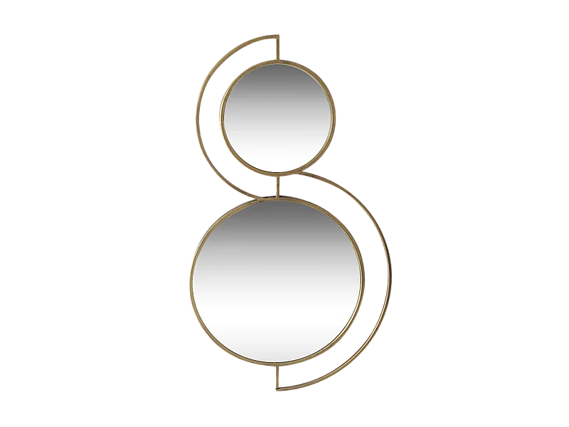 Miroir double ronds en métal doré 81,5x46,5x2cm