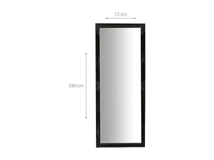 Miroir mural long de sol - Noir - Bois - 180x72x4 cm