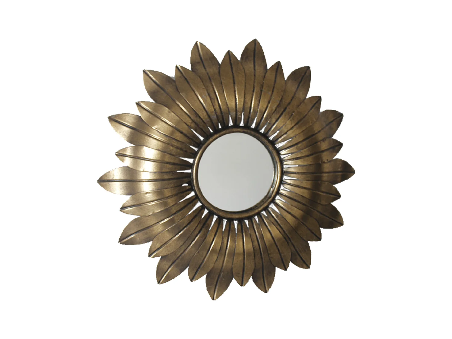 Miroir soleil métal doré 35,5cm