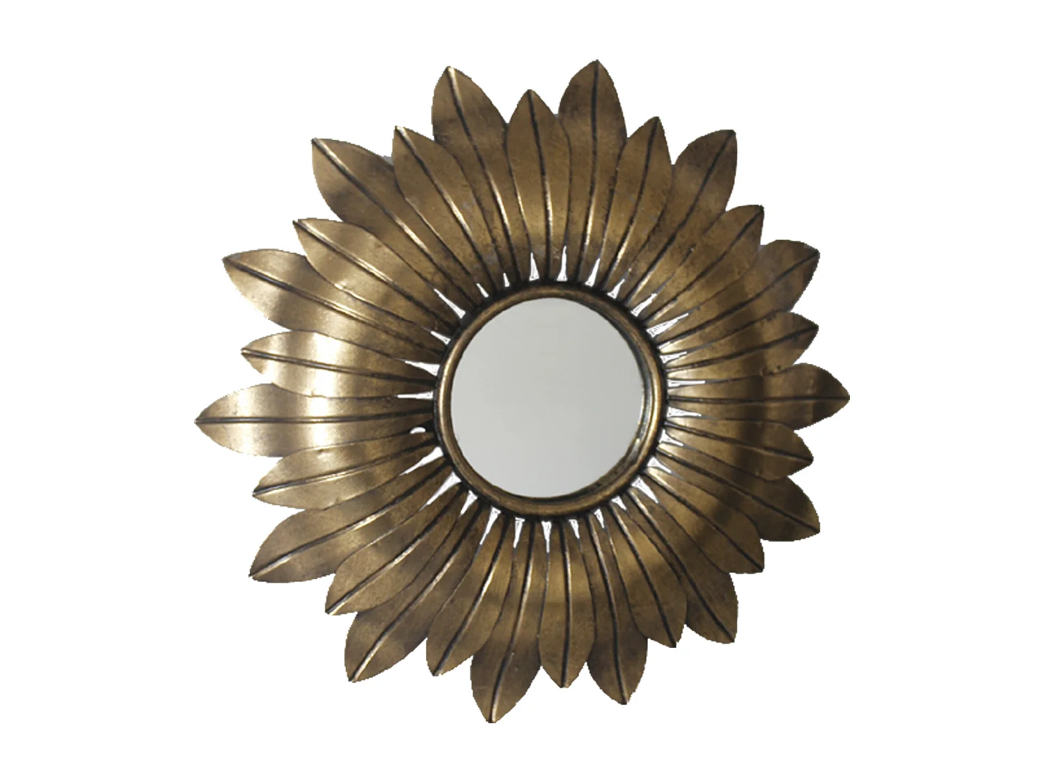 Miroir soleil métal doré 35,5cm