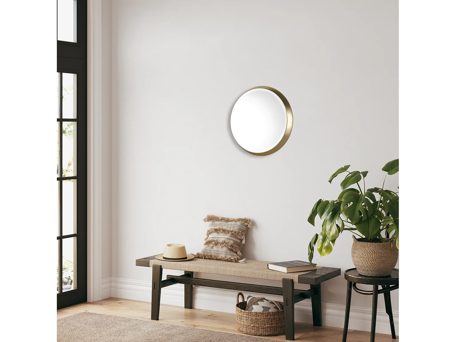 Miroir biseauté rond à bords larges 34x34x4cm