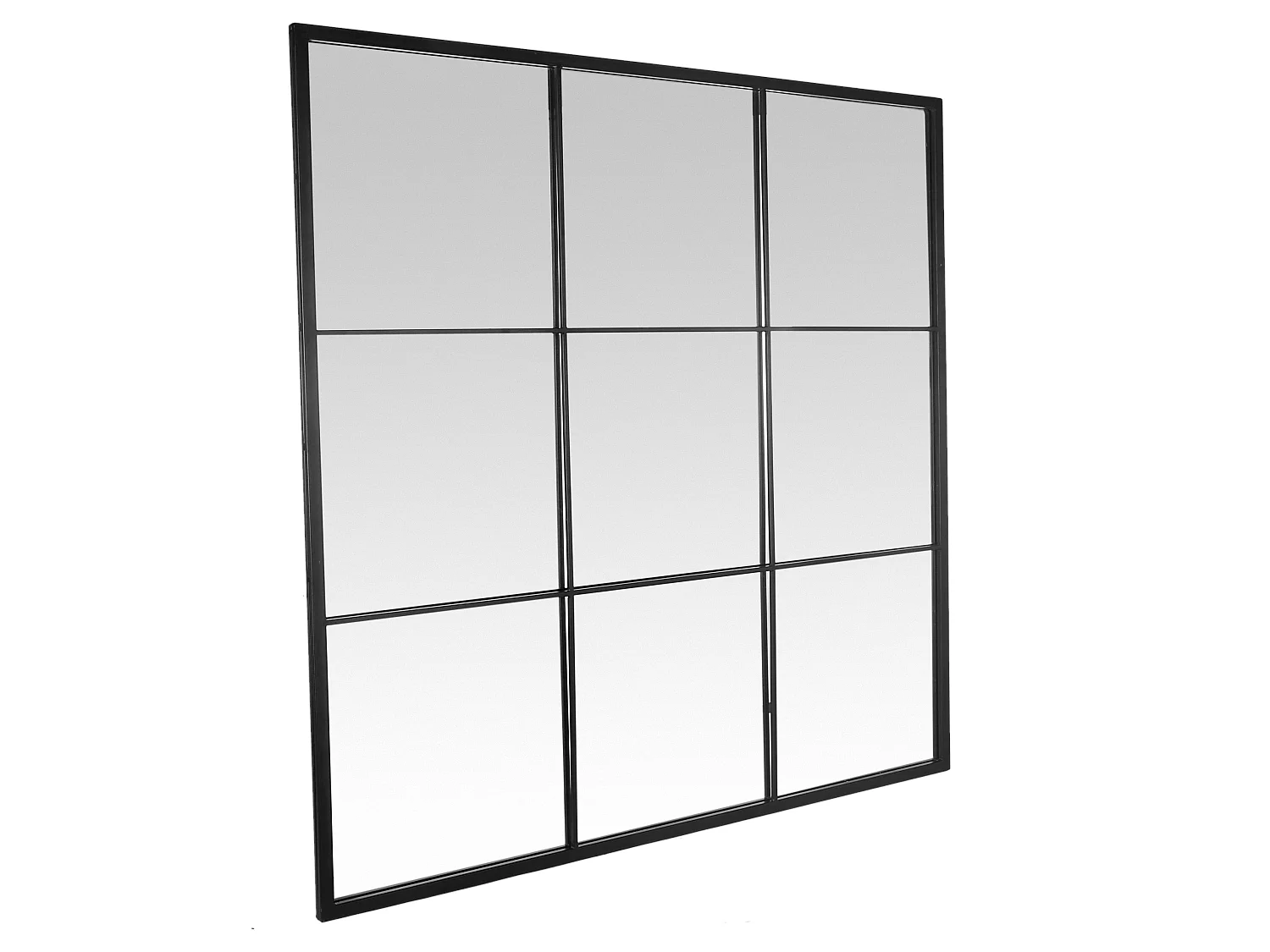 Miroir industriel fenêtre 9 vues métal noir 120x120cm