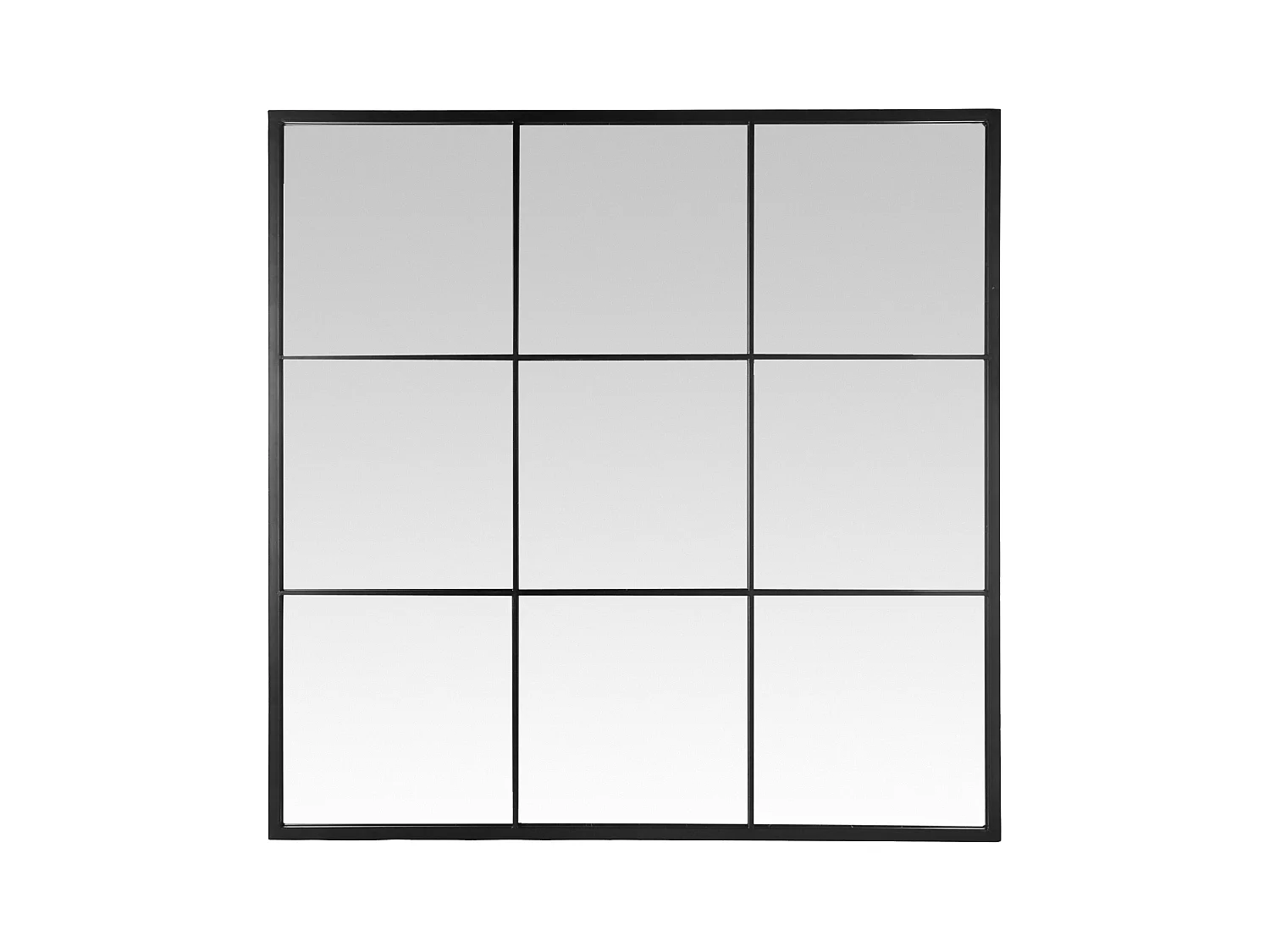 Miroir industriel fenêtre 9 vues métal noir 120x120cm