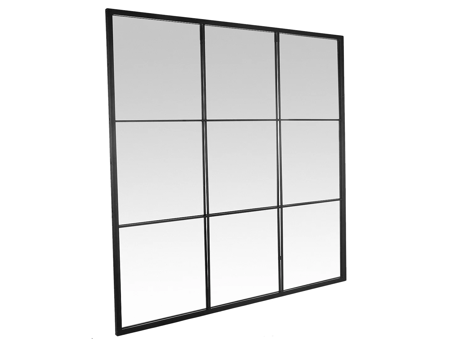 Miroir industriel fenêtre 9 vues métal noir 120x120cm