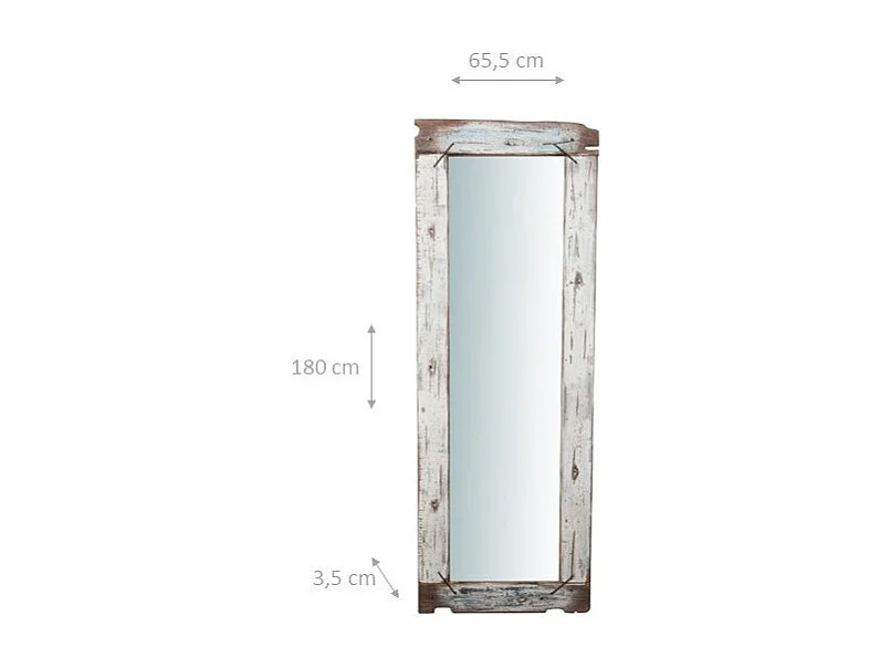 Miroir mural Shabby peint à la main - Bois recyclé - 180x65,5 cm