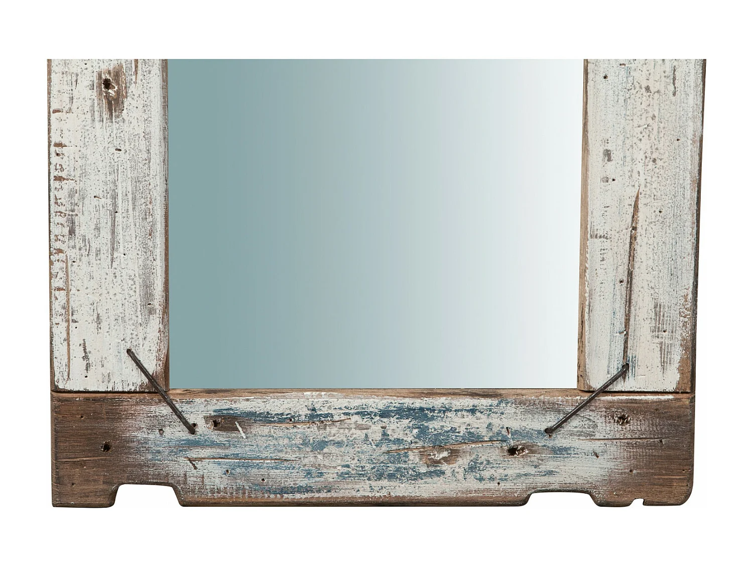 Miroir mural Shabby peint à la main - Bois recyclé - 180x65,5 cm