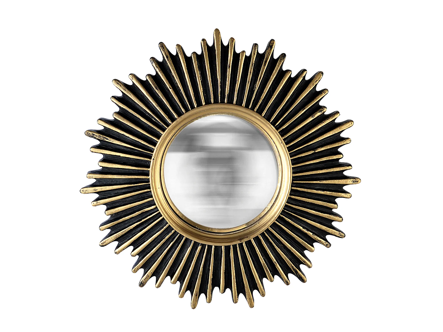 Miroir soleil convexe noir et doré 20cm