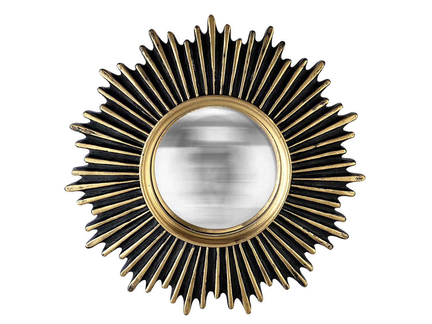 Miroir soleil convexe noir et doré 20cm