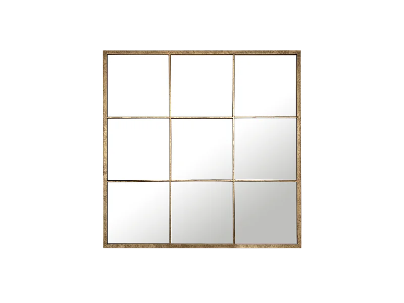 Miroir carré 9 vues effet fenêtre 100 x 100 cm