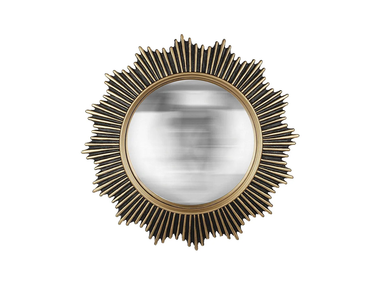 Miroir soleil convexe noir et doré 30cm
