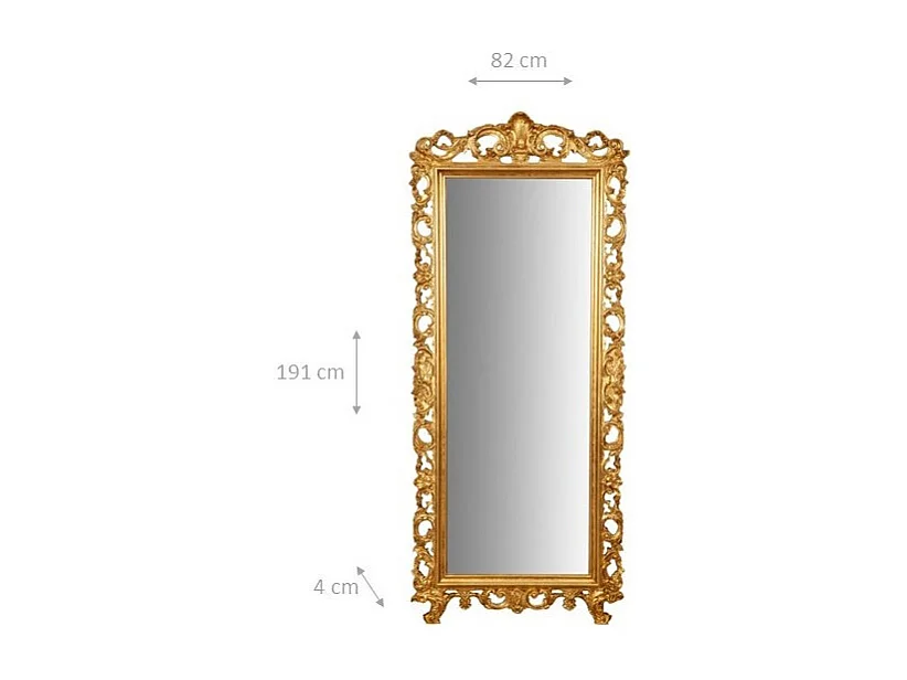 Miroir Prestige avec finition feuille d'or - Bois - 82x191 cm