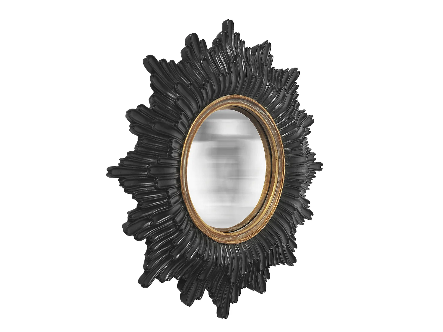 Miroir soleil convexe noir et doré 24cm