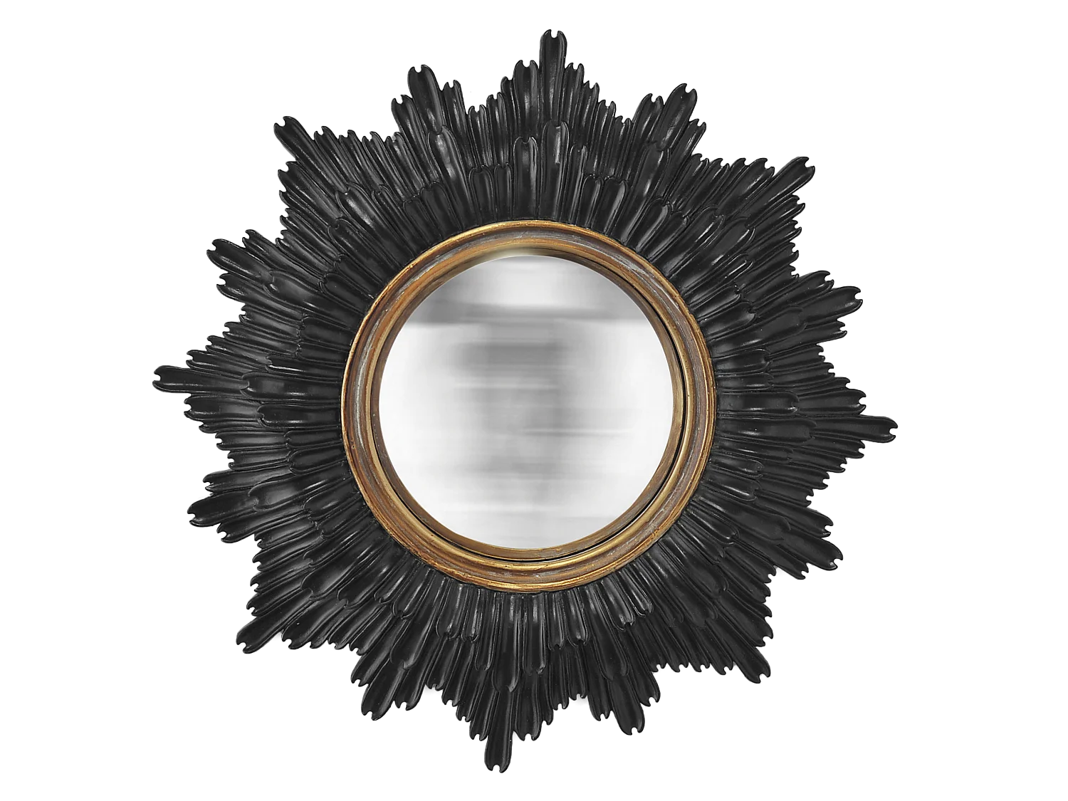 Miroir soleil convexe noir et doré 24cm
