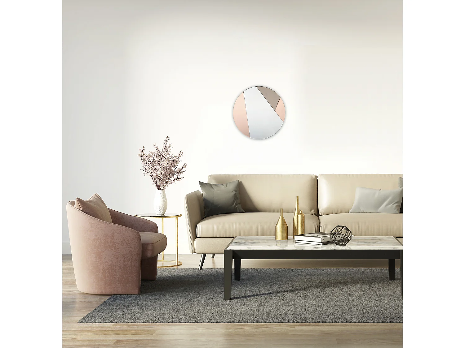 Miroir rond en verre fumé 50x50cm