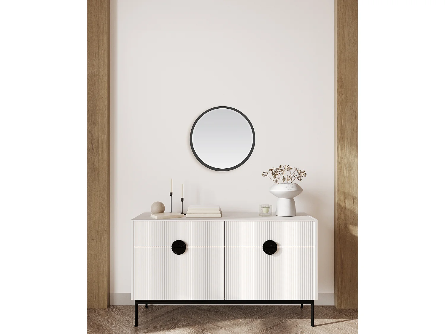 Miroir biseauté rond à bords larges 34x34x4cm