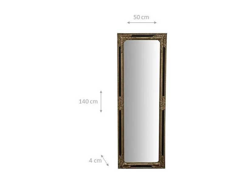 Miroir Empire finition argent et noir antique - Bois - 50x140 cm