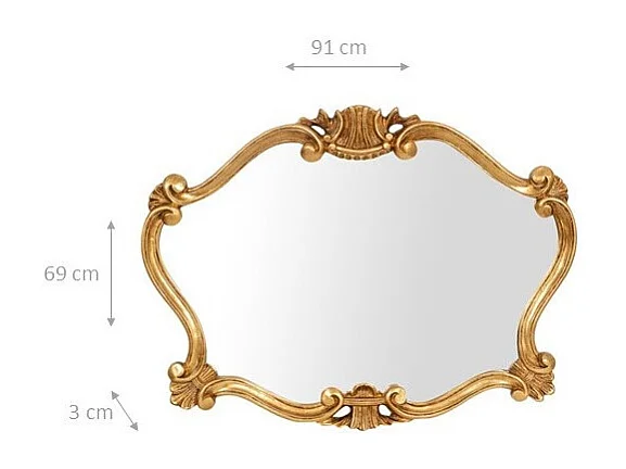 BISCOTTINI Miroir Mural en Bois - Miroir Décoratif Finition Or Antique - Miroir pour Salle de Bain et Salon - 62x5x82
