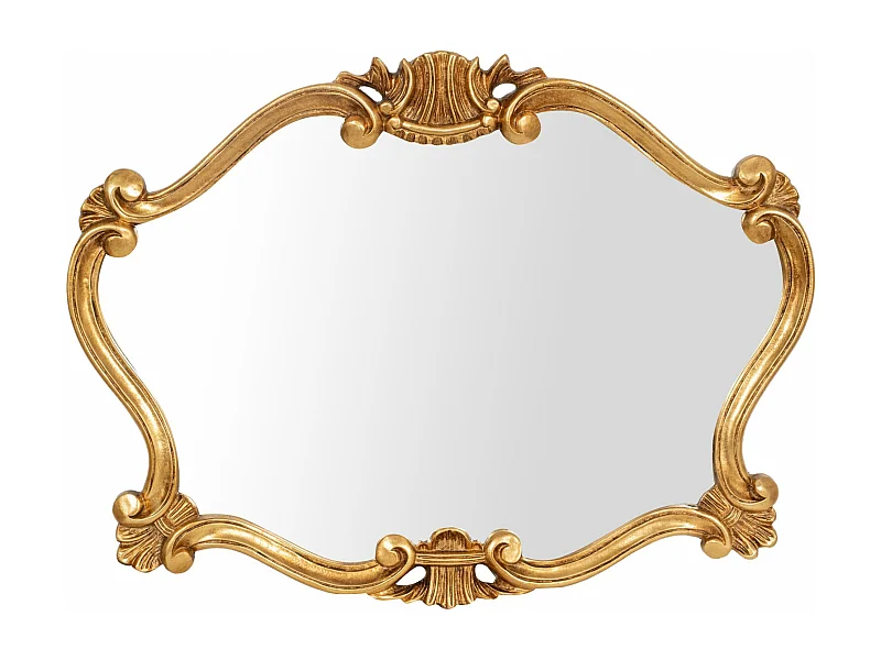 BISCOTTINI Miroir Mural en Bois - Miroir Décoratif Finition Or Antique - Miroir pour Salle de Bain et Salon - 62x5x82