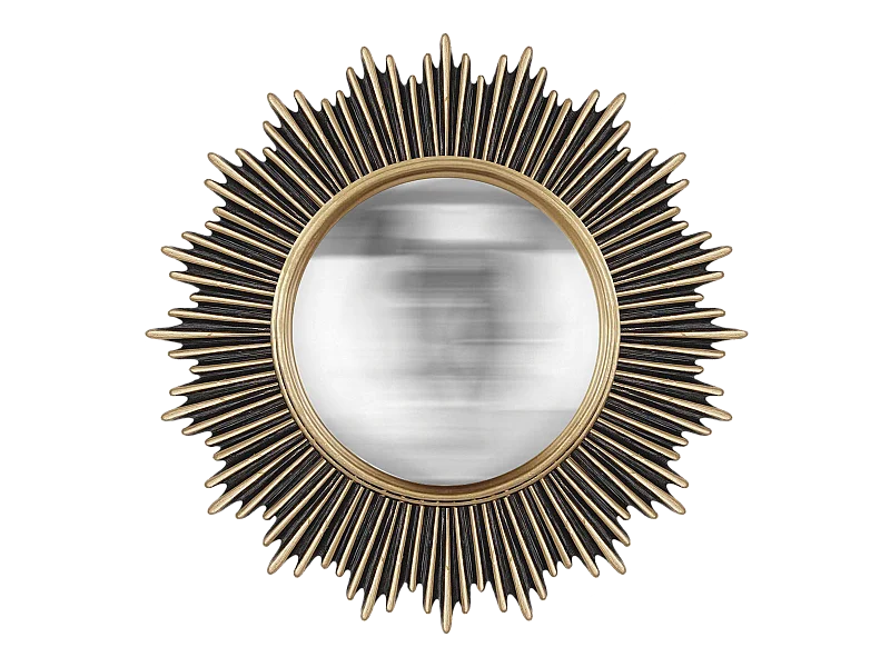 Miroir soleil convexe doré 24,5cm int et 45cm ext