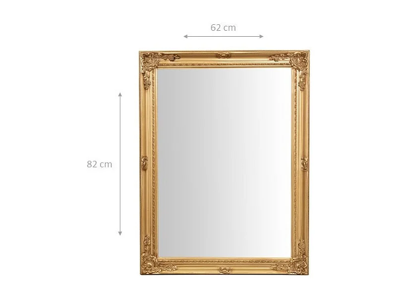 Miroir mural salle de bain, chambre, entrée avec crochets - Bois - 62x82x5 cm