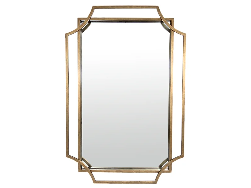 Miroir art déco en métal doré 60x90cm