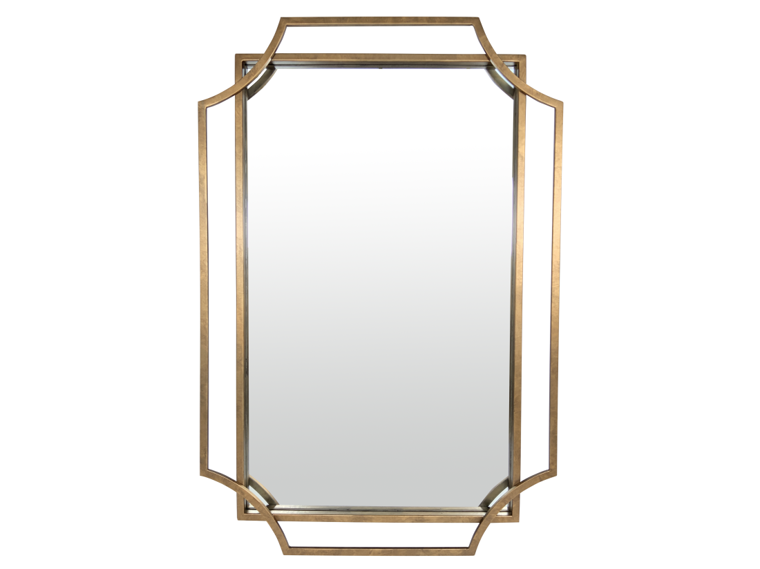 vente unique Miroir art déco en métal doré 60x90cm