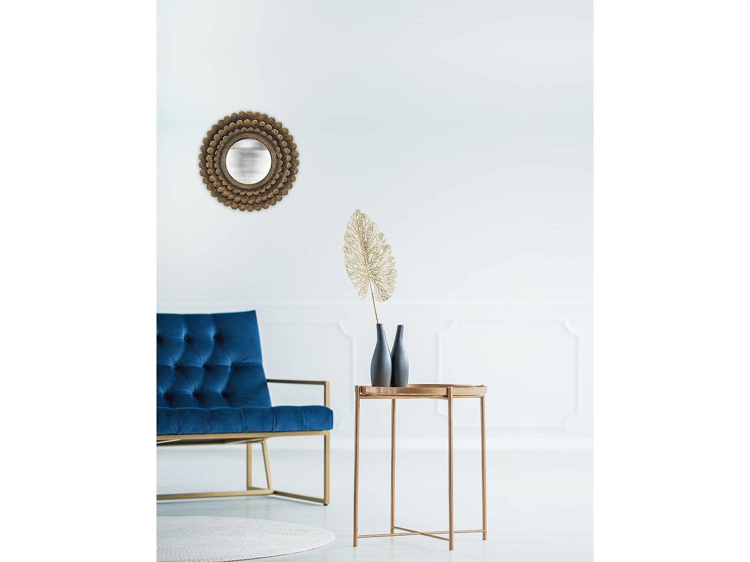 Miroir soleil convexe doré 20cm