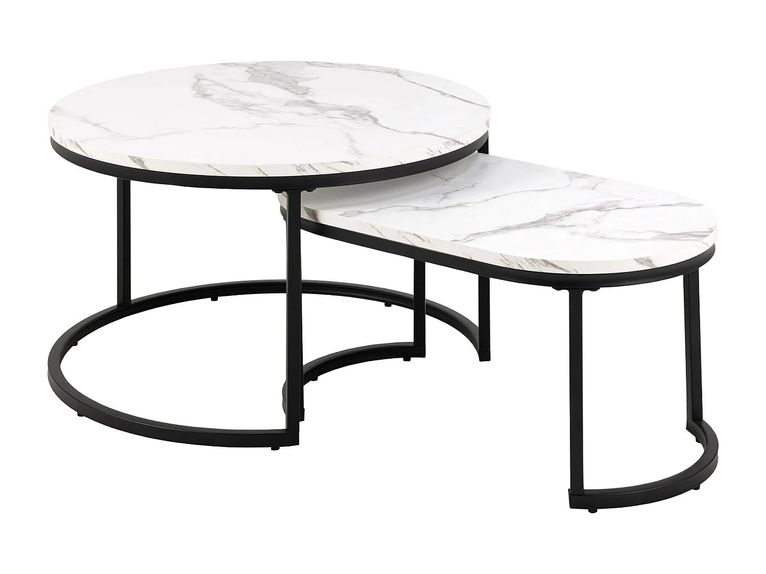 Spiro table basse Ø70cm, 2 pcs. marbre décor blanc.