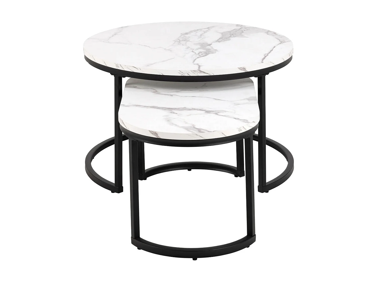 Spiro table basse Ø70cm, 2 pcs. marbre décor blanc.