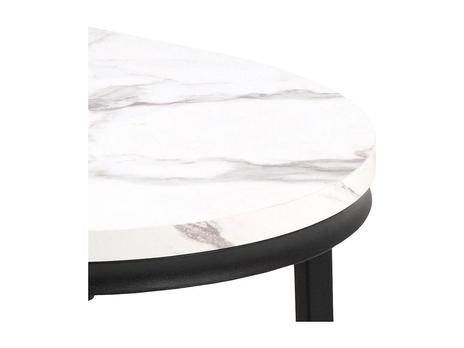 Tavolino Spiro Ø70cm, set da 2. decoro in marmo bianco.